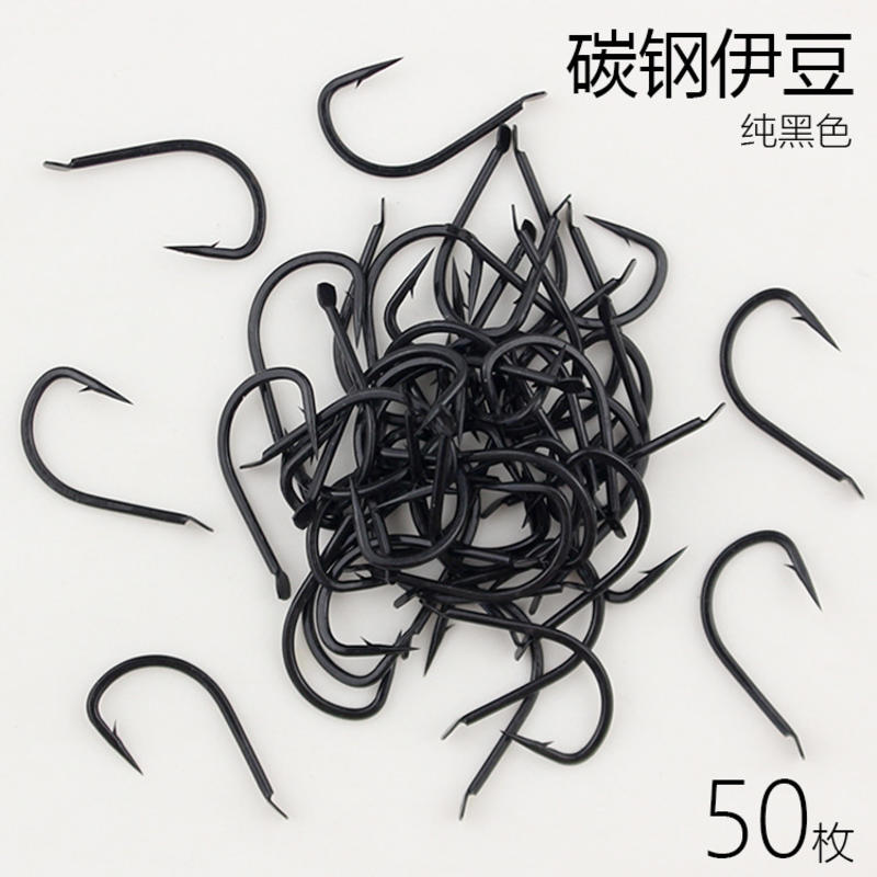 纯黑伊豆鱼钩 有倒刺歪嘴钓钩 鲫鱼鲤鱼钩