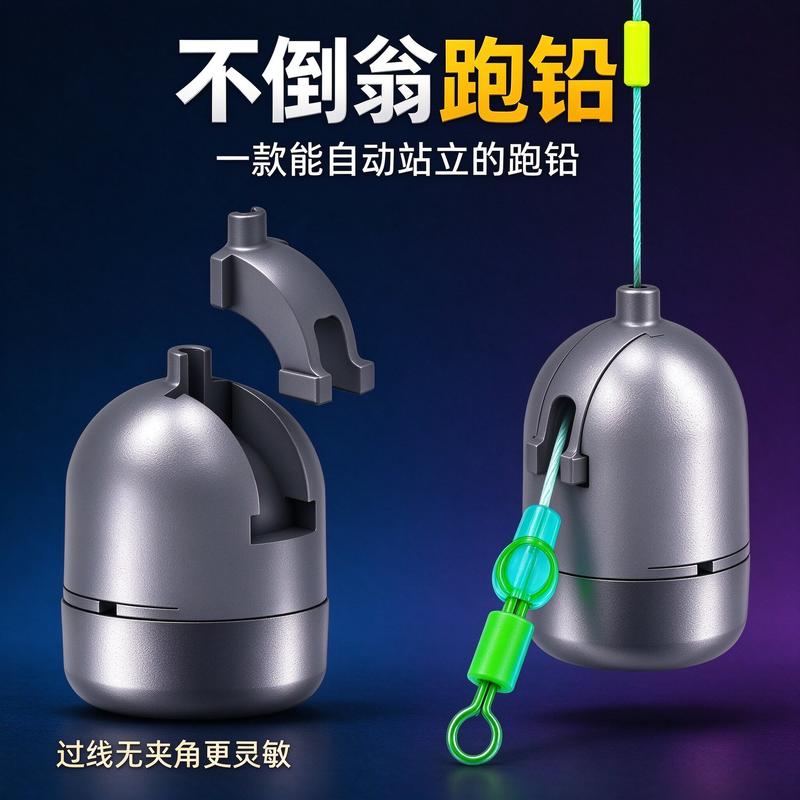 不倒翁自动站立跑铅坠 双卡扣快装野钓抗走水线组配件